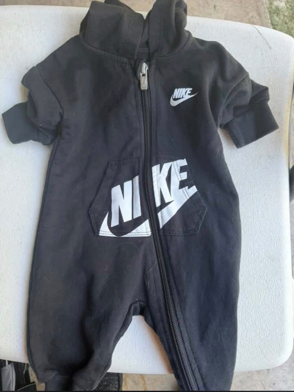 Nike Black Short-Sleeve Zip One Piece